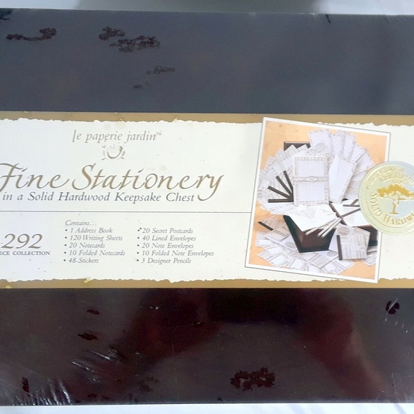 Fine Stationery in a Solid Hardwood Keepsake Chest - Picture 2 of 8